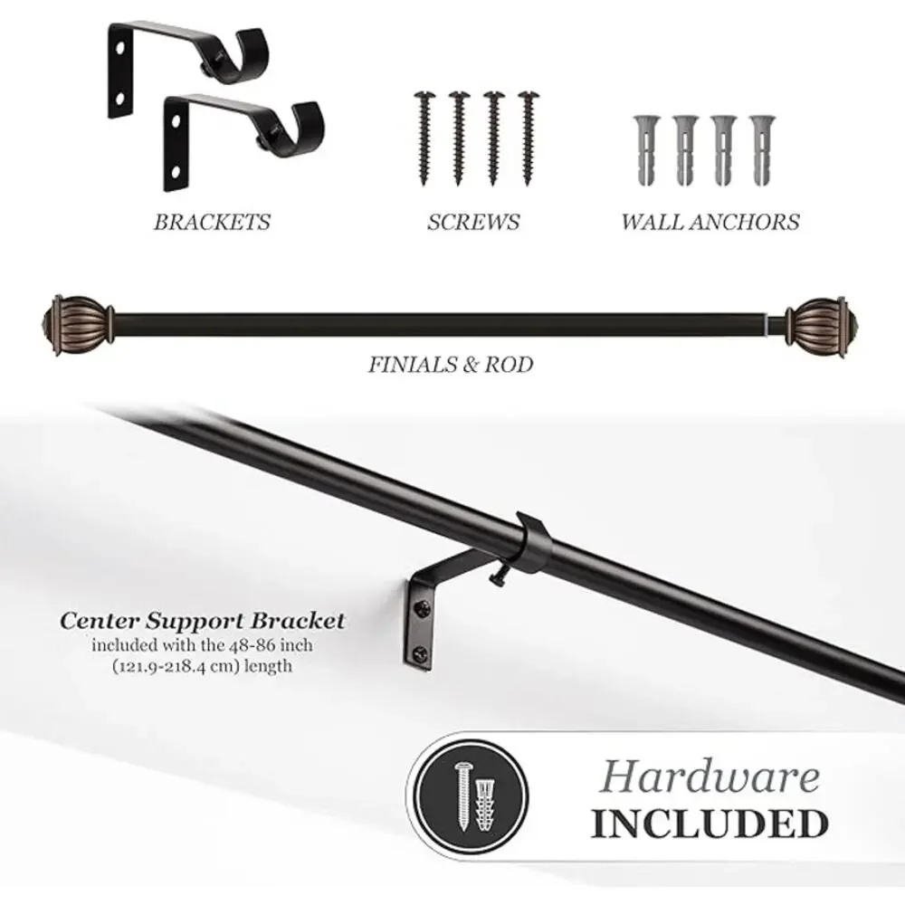 Kenney Beckett 5/8 in Adjustable Curtain Rod Oil Rubbed Bronze 28 to 48 in